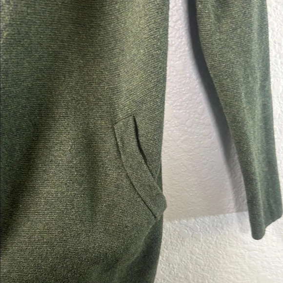 Olive Green Open Front Cardigan Sweater - Picture 3 of 5